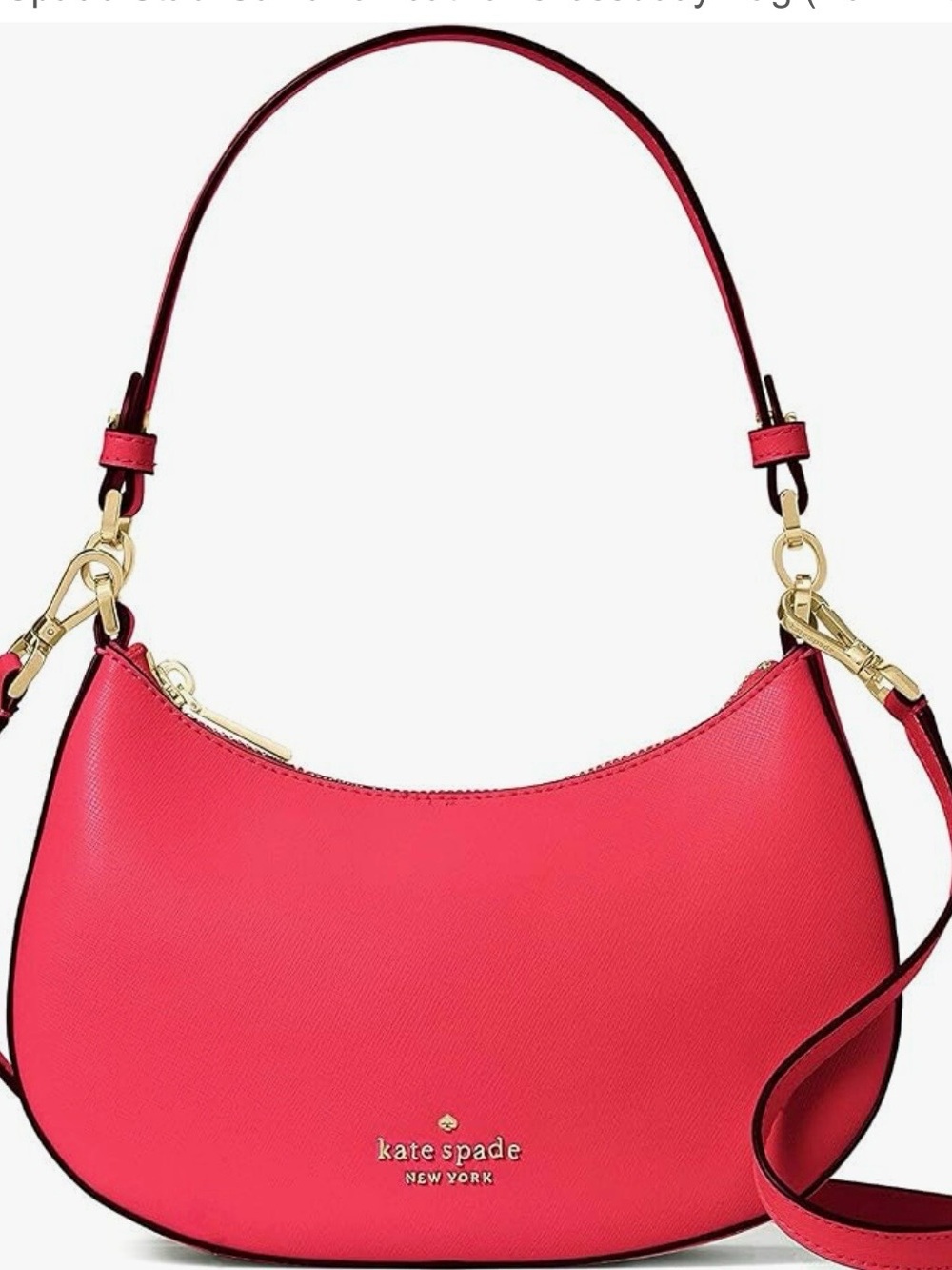 kate spade Coral Pink Crescent Shoulder Bag with Gold Hardware